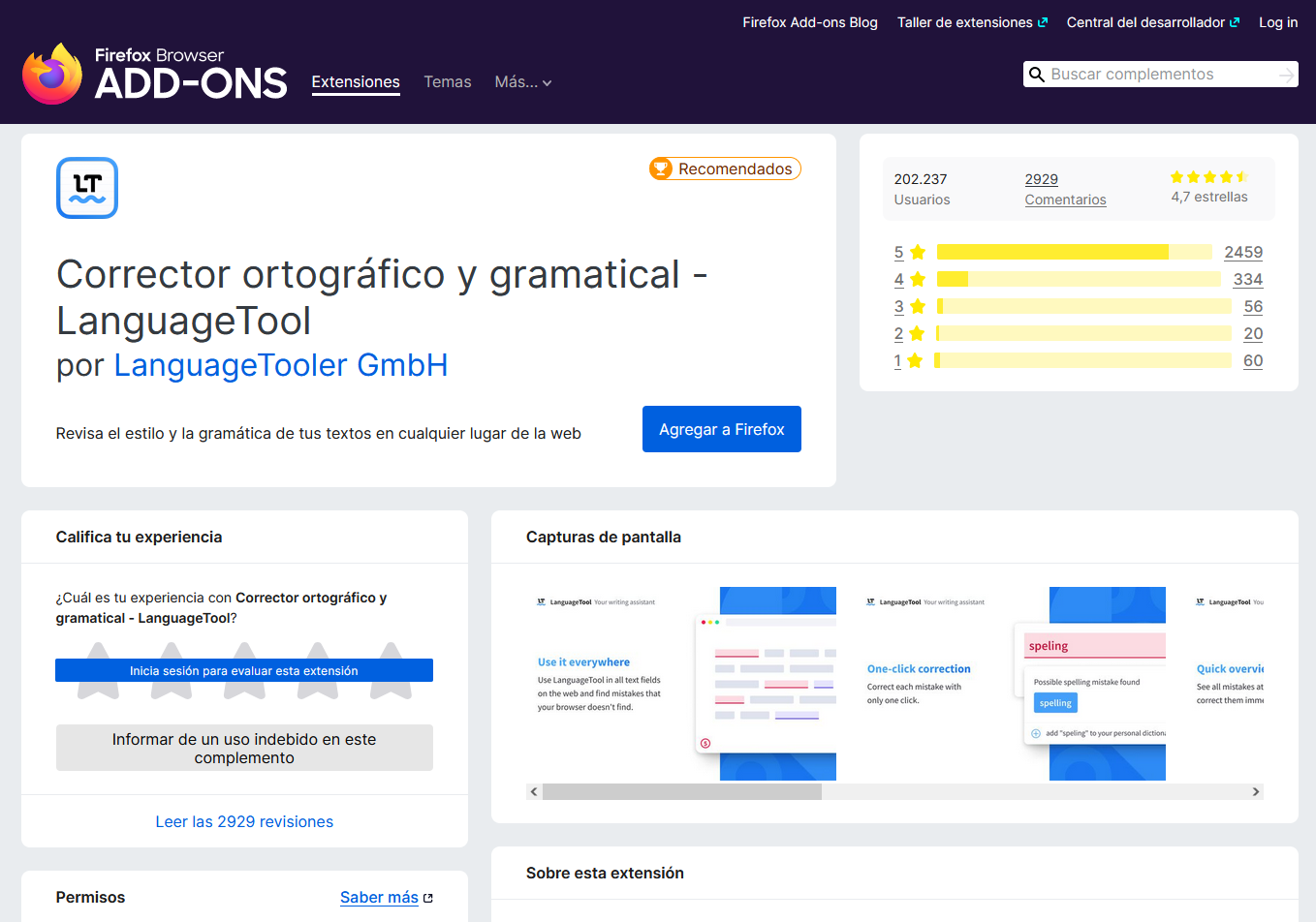 LanguageTool Extensión para Mozilla Firefox
