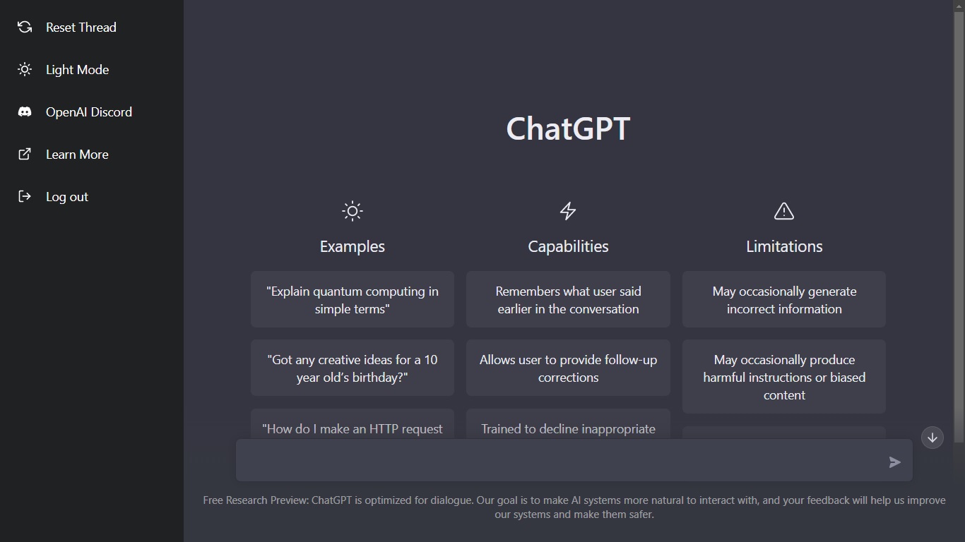 Dashboard ChatGPT